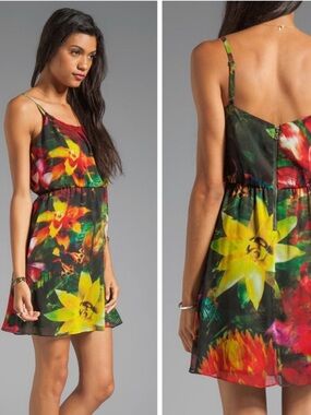 Alice + Olivia Daley Tropical Floral Print Dress
